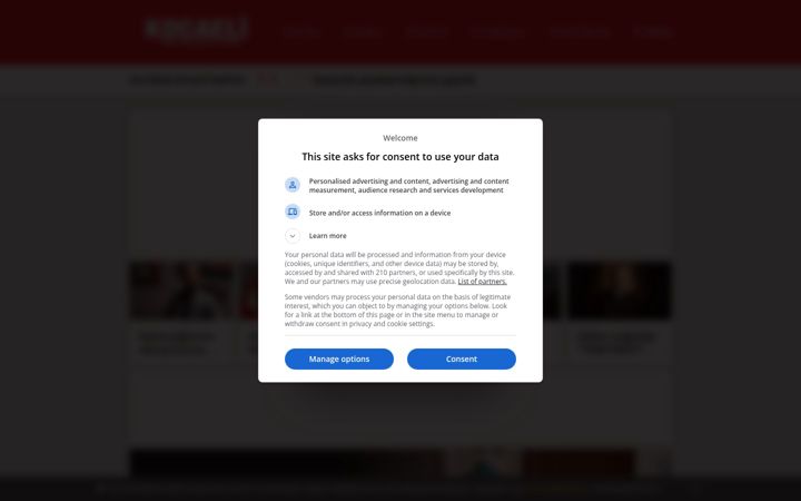 Екранна снимка на kocaeligazetesi.com.tr