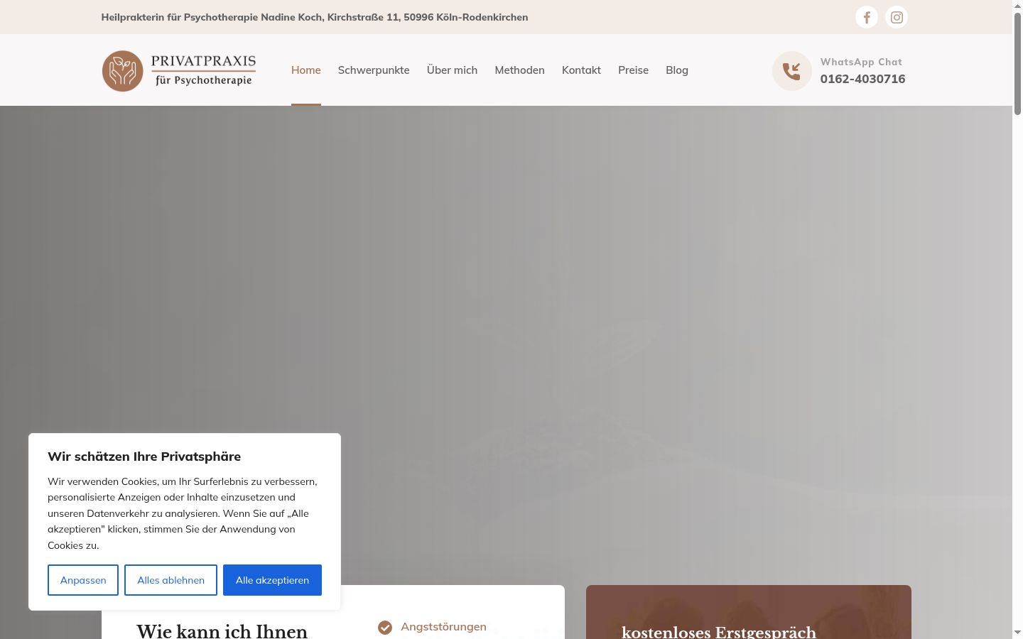 Screenshot del banner di consenso mostrato prima di qualsiasi interazione