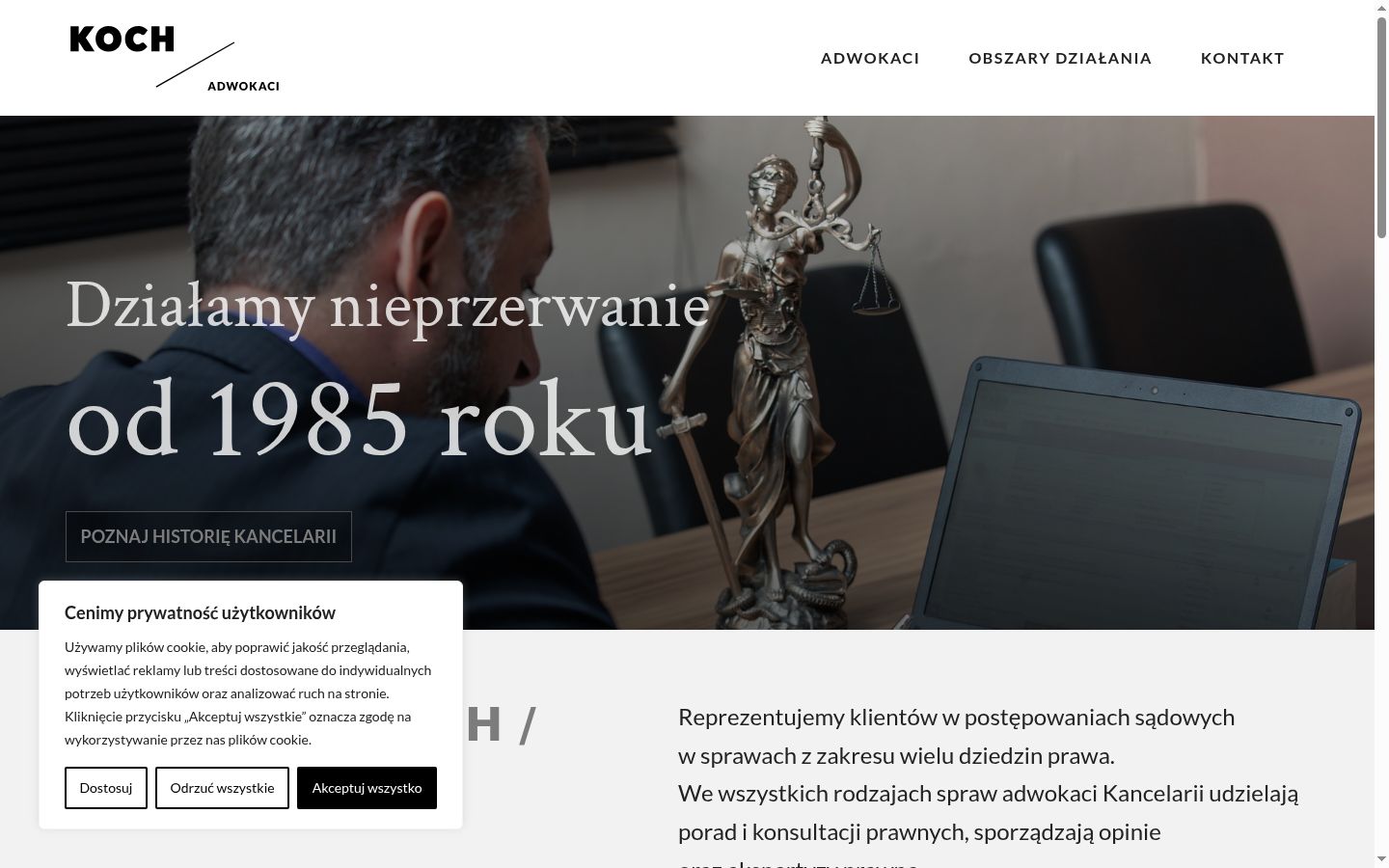 Zrzut ekranu banera zgody wyświetlanego przed jakąkolwiek interakcją