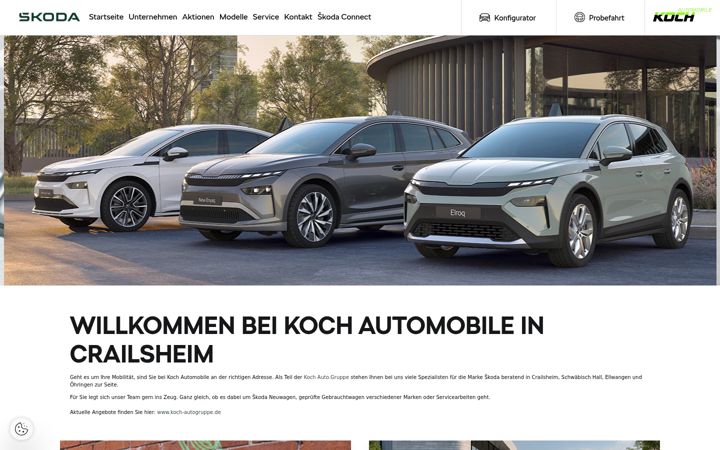 Screenshot of kochautomobile-crailsheim.skoda-auto.de