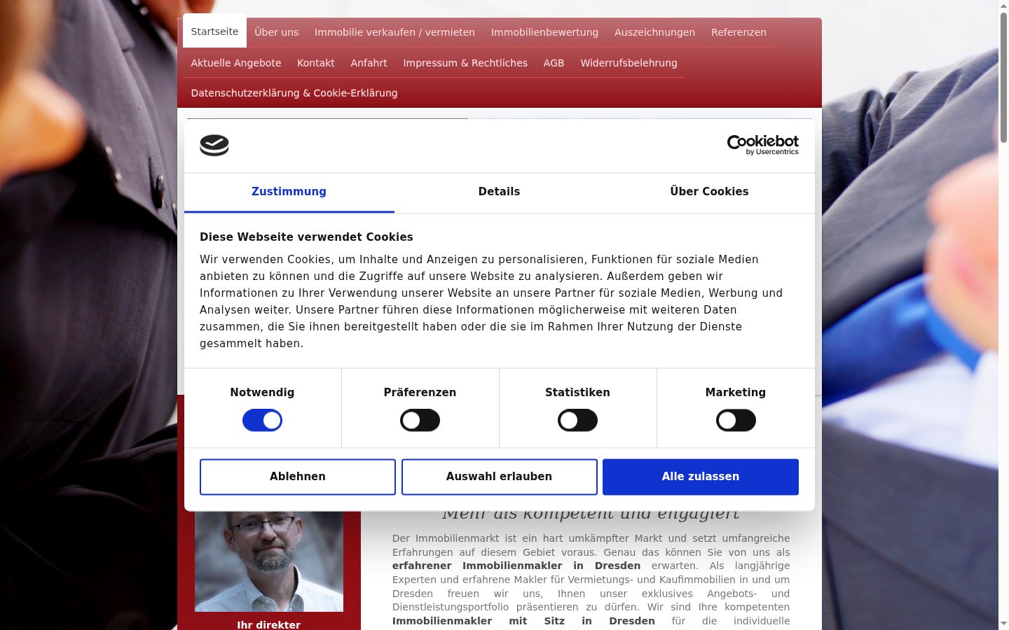 Screenshot tal-banner tal-kunsens muri qabel kwalunkwe interazzjoni