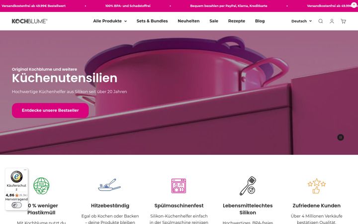 Screenshot of kochblume.de
