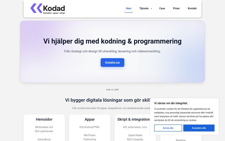 Screenshot of kodad.se