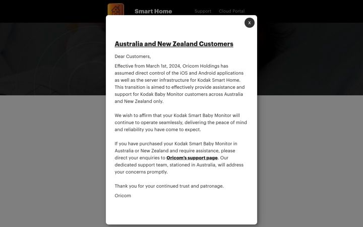 Screenshot of kodaksmarthome.com