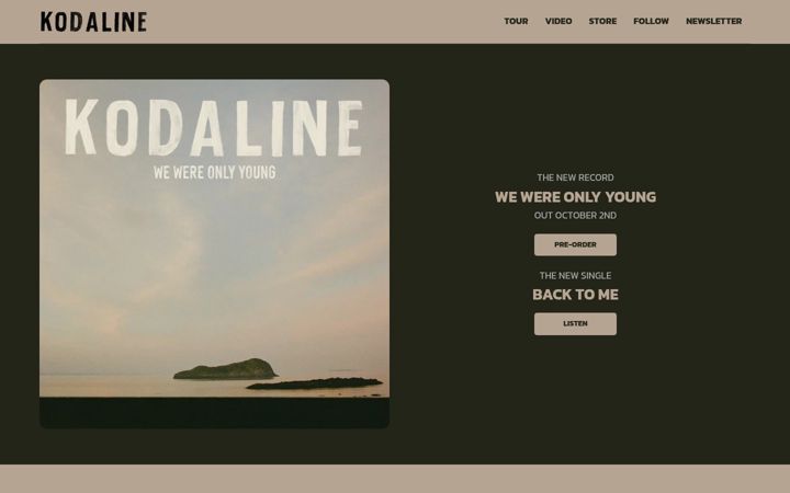 Screenshot of kodaline.com