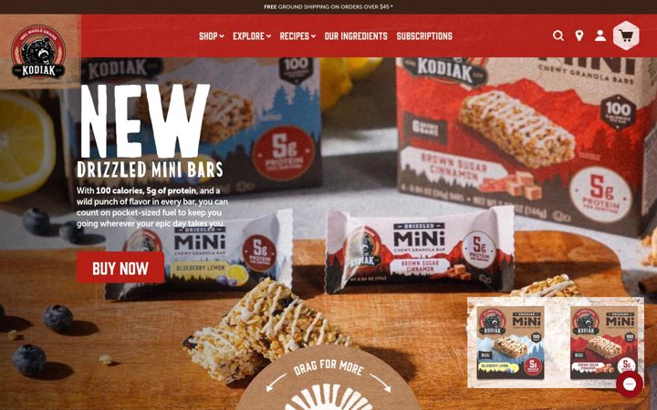 Screenshot of kodiakcakes.com