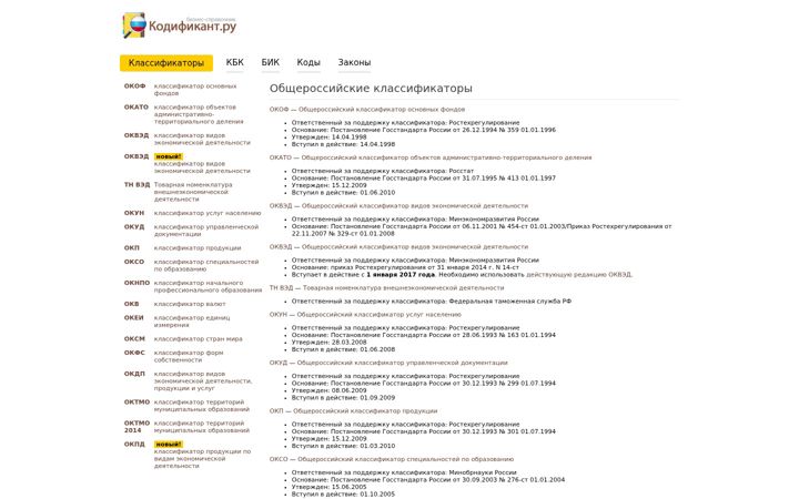 Screenshot of kodifikant.ru