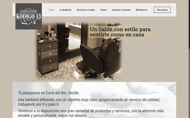 Screenshot of kodigo13barberia.es