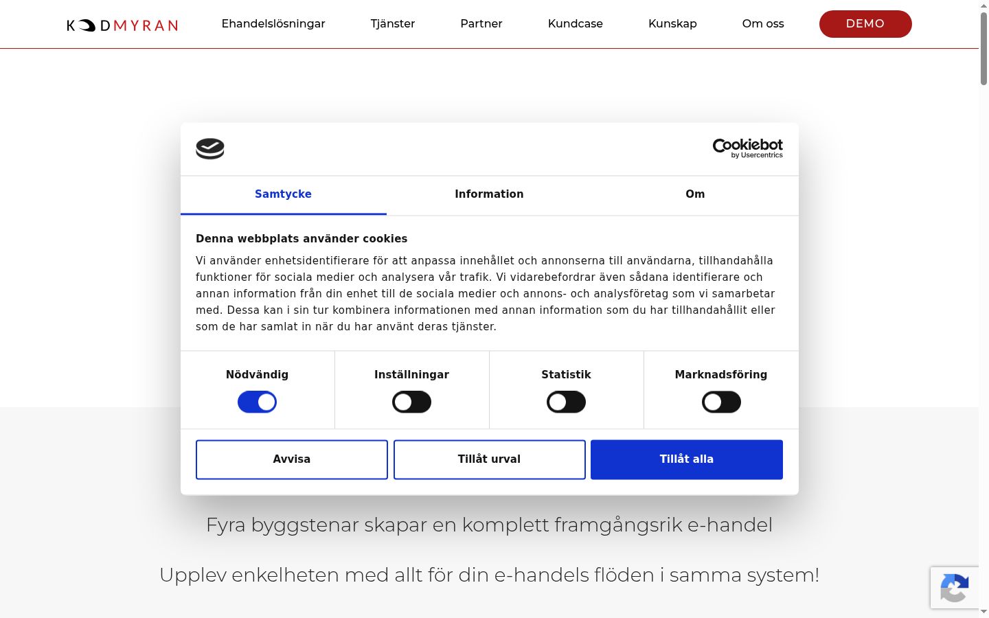 Screenshot des Einwilligungsbanners vor jeglicher Interaktion
