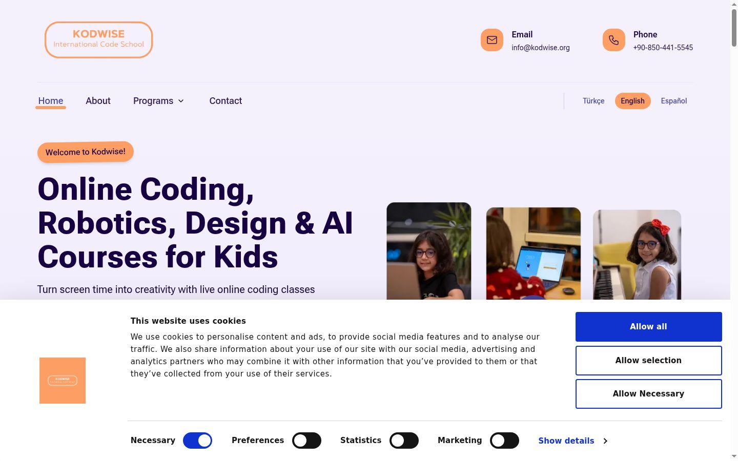 Screenshot del banner di consenso mostrato prima di qualsiasi interazione