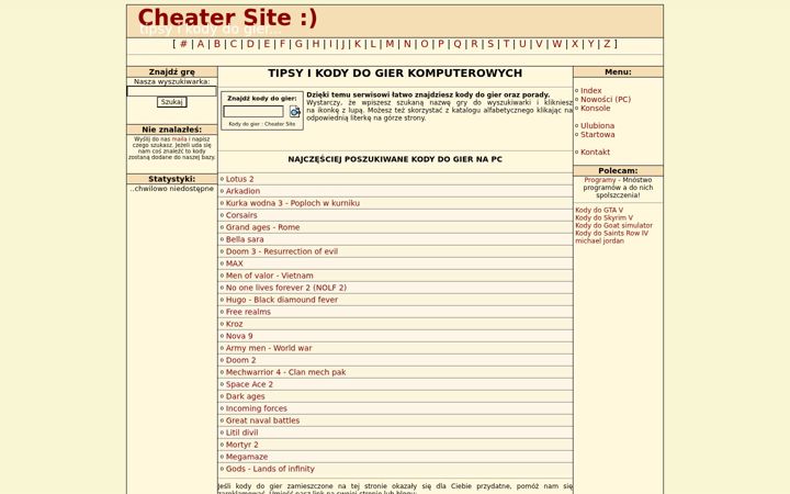 Screenshot of kody.info.pl