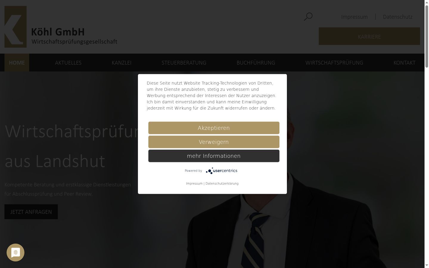 Screenshot of the consent banner shown before any interaction
