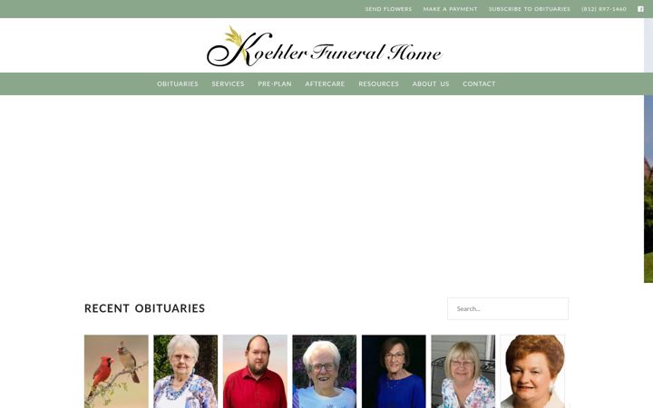 Screenshot of koehlerfuneralhome.com