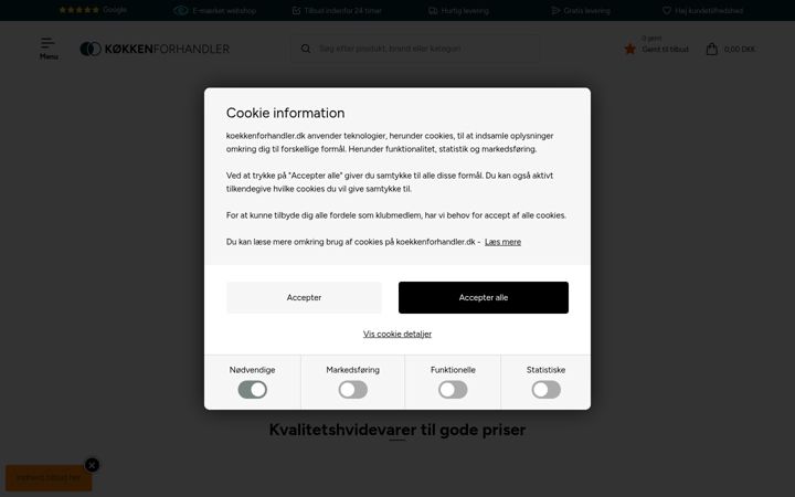 Screenshot of koekkenforhandler.dk