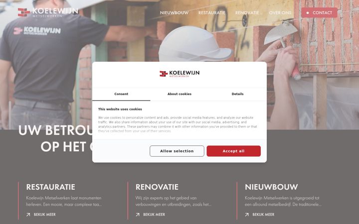Screenshot of koelewijnmetselwerken.nl