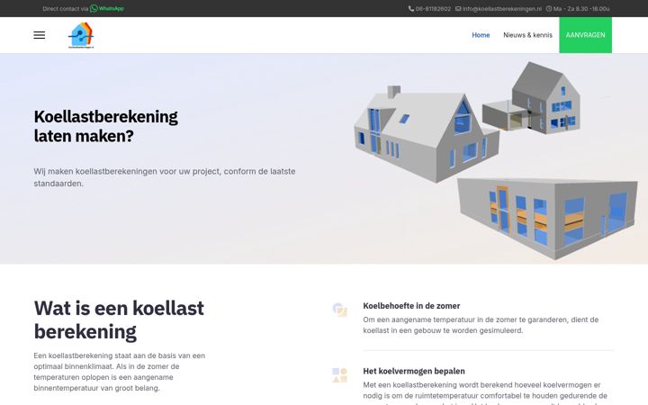 Screenshot of koellastberekeningen.nl