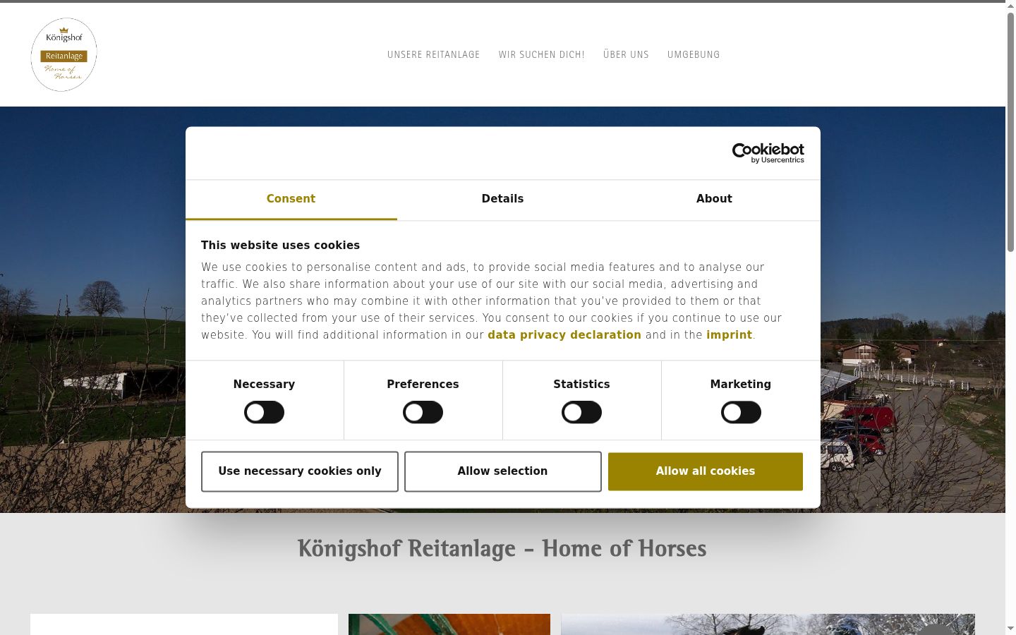 Capture d'écran de la bannière de consentement affichée avant toute interaction