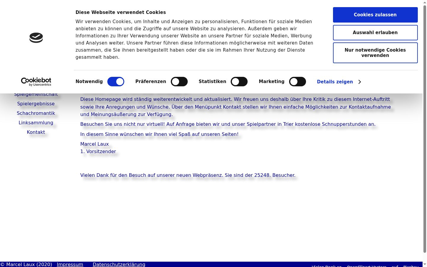 Screenshot des Einwilligungsbanners vor jeglicher Interaktion