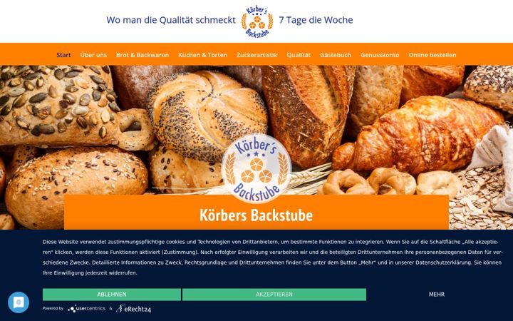 Screenshot of koerbers-backstube.de