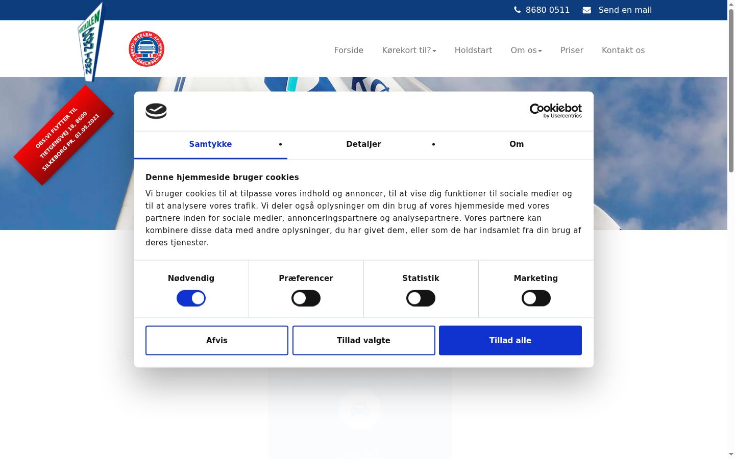 Screenshot del banner di consenso mostrato prima di qualsiasi interazione