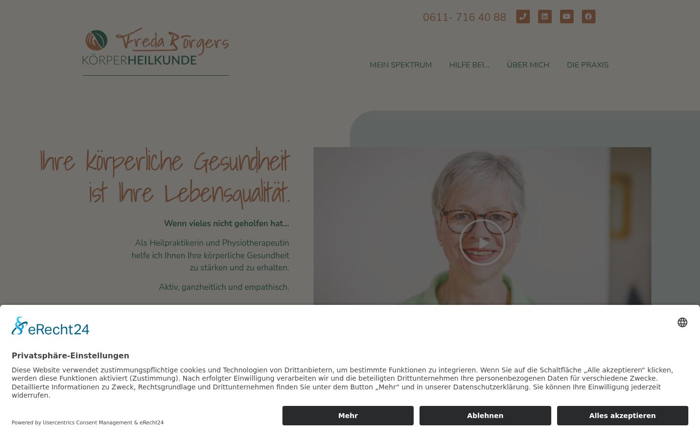 Screenshot des Einwilligungsbanners vor jeglicher Interaktion