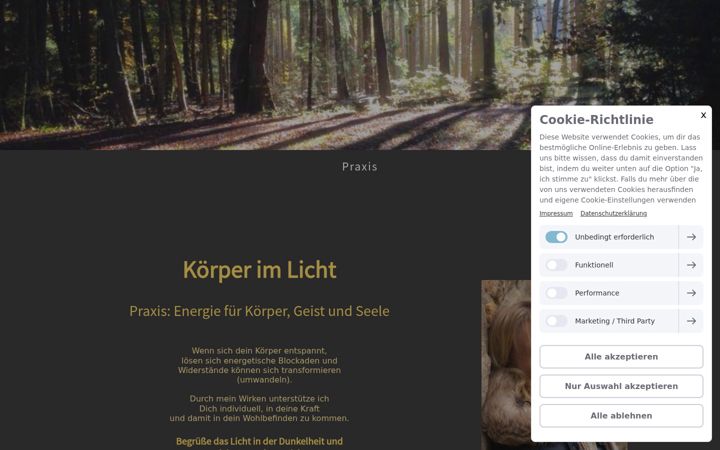 Screenshot of koerperimlicht.de
