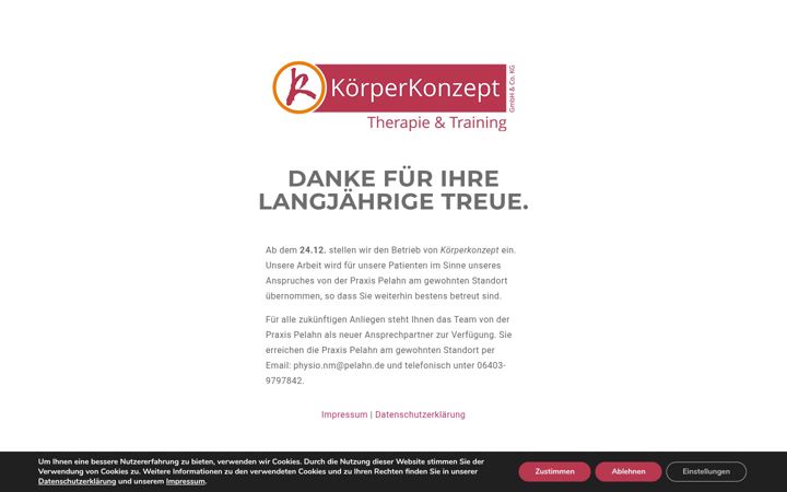 Captură de ecran a koerperkonzept.de