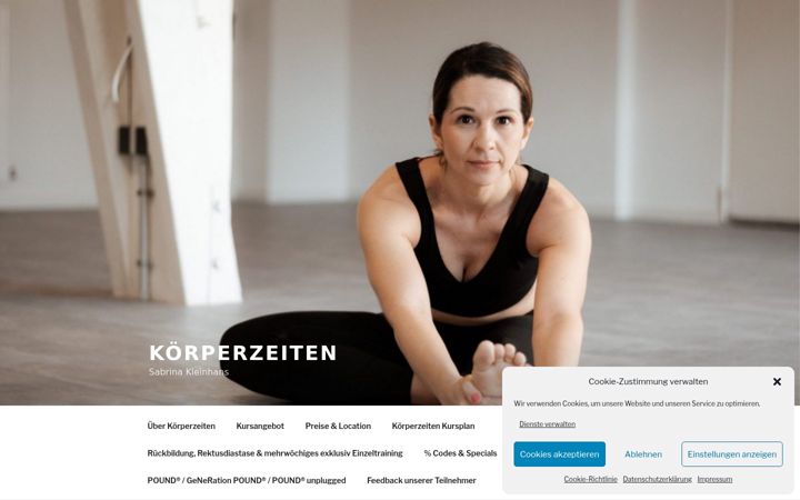 Screenshot of koerperzeiten-sabrina-kleinhans.de