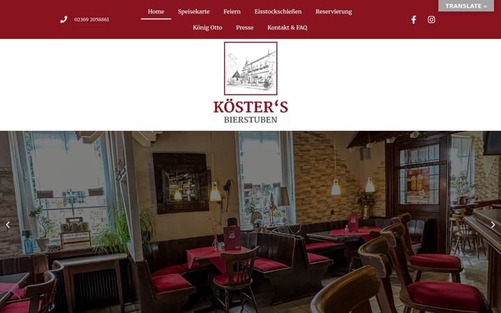 Screenshot of koesters-bierstuben.de