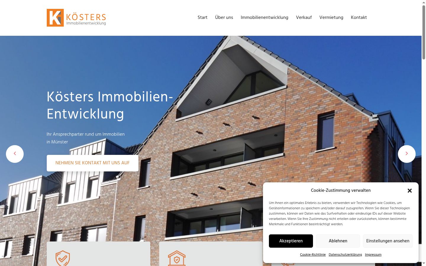 Screenshot des Einwilligungsbanners vor jeglicher Interaktion