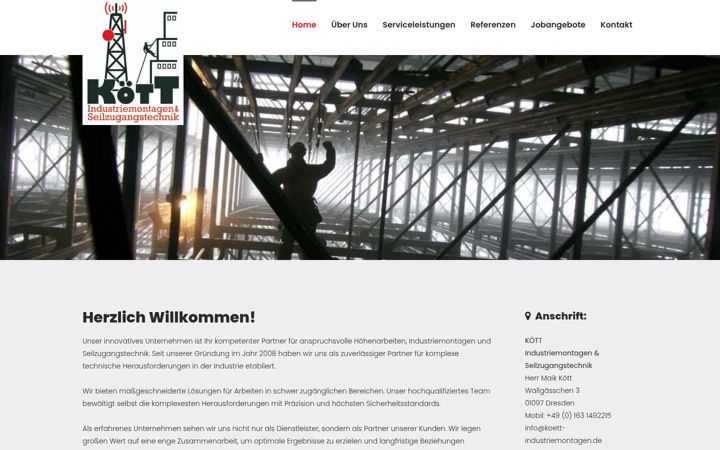 Screenshot of koett-industriemontagen.de