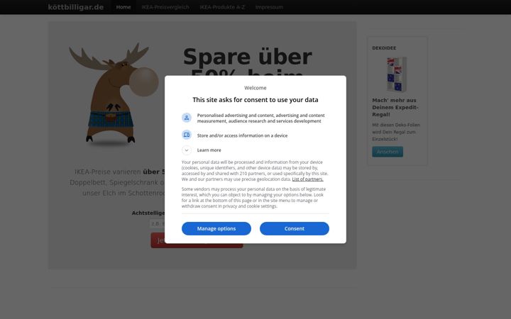 Screenshot of koettbilligar.de