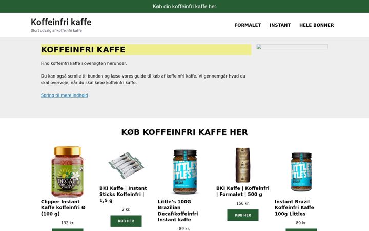 Screenshot of koffeinfrikaffe.dk