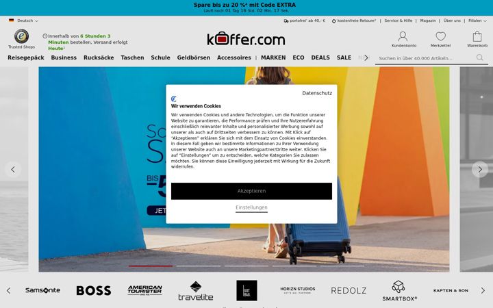 Screenshot of koffer.com