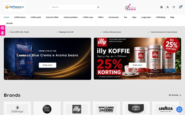 Screenshot of koffiezone.nl