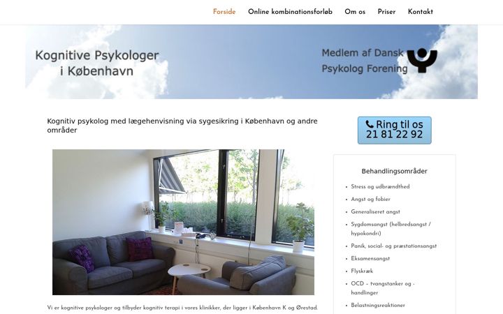 Screenshot of kognitivterapipsykolog.dk