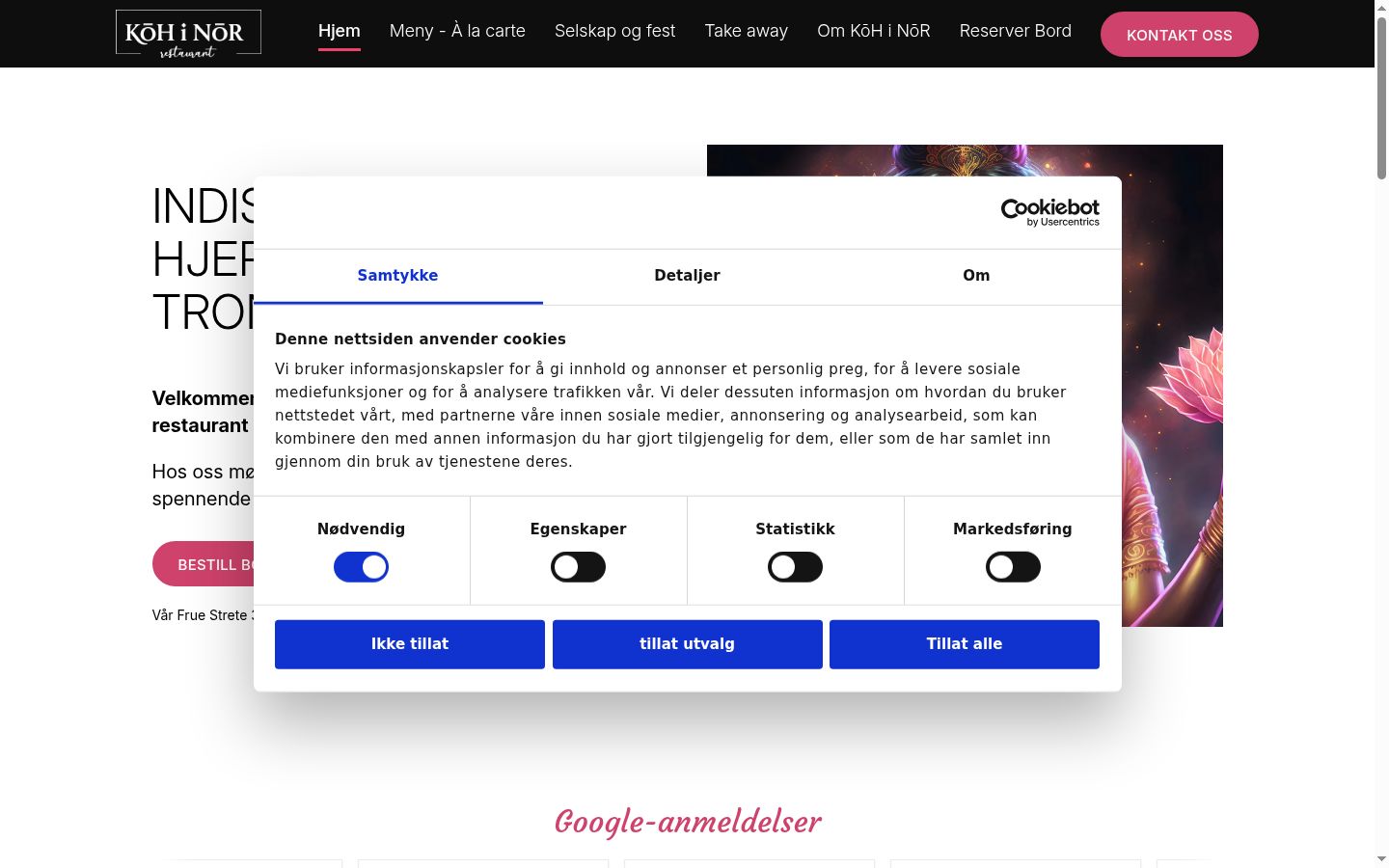 Screenshot del banner di consenso mostrato prima di qualsiasi interazione