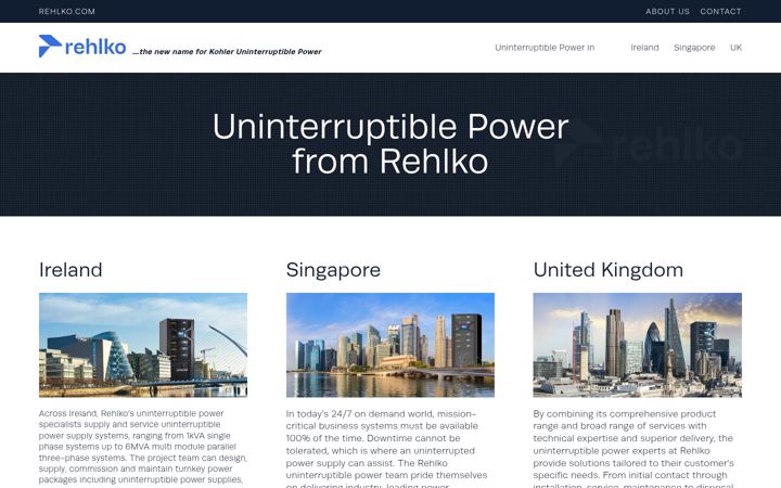 Screenshot of kohler-ups.com