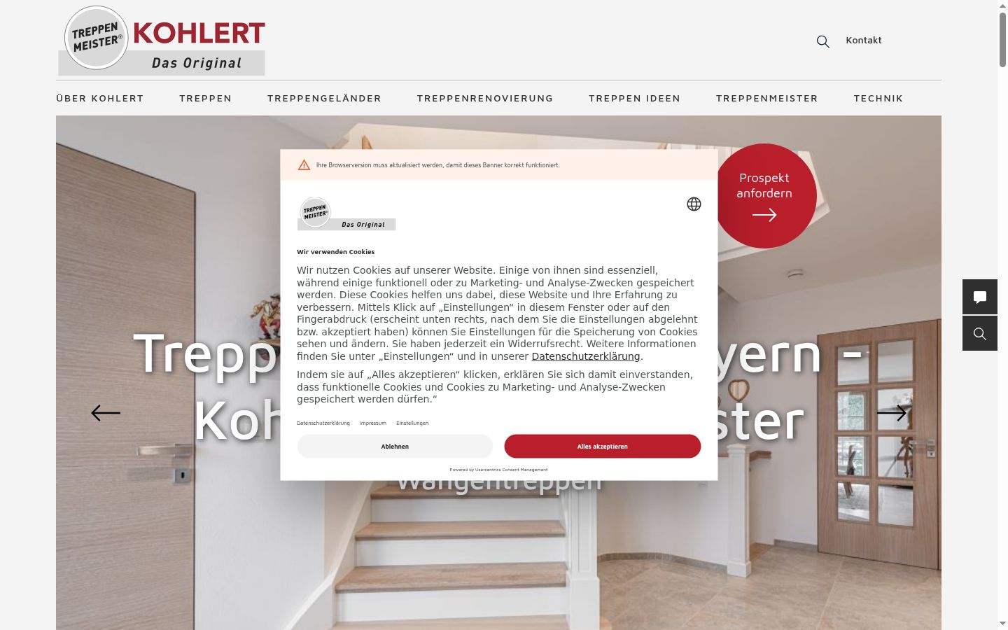 Screenshot des Einwilligungsbanners vor jeglicher Interaktion