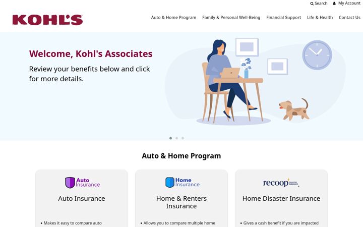 Screenshot of kohlsvoluntarybenefits.com