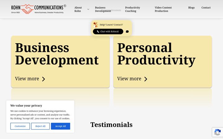 Screenshot of kohncommunications.com