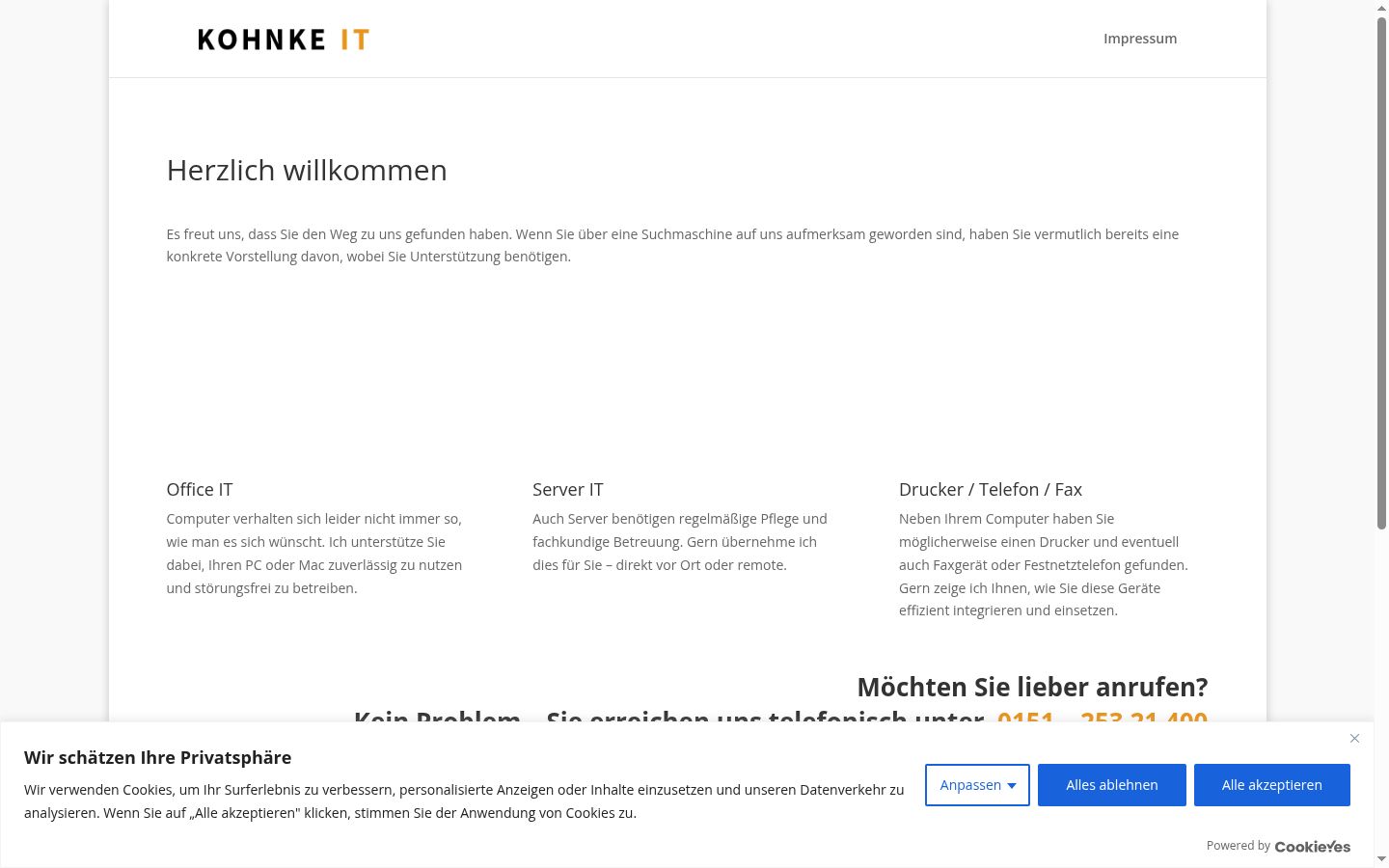Screenshot tal-banner tal-kunsens muri qabel kwalunkwe interazzjoni