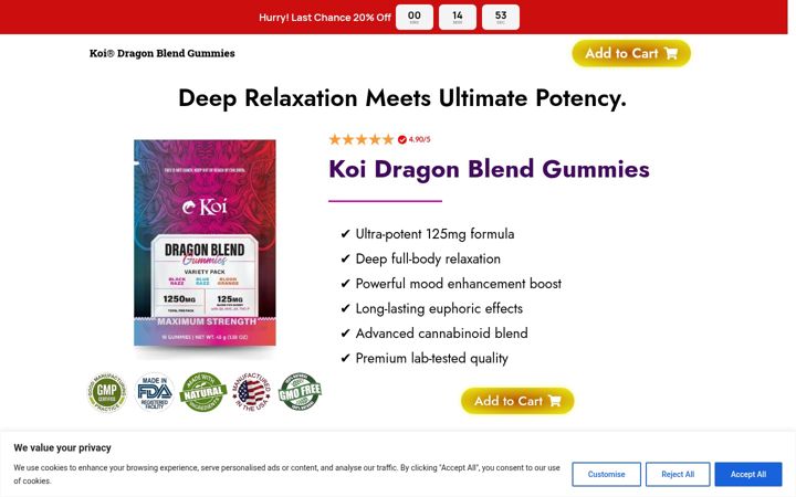Screenshot of koidragonblendcbd.com