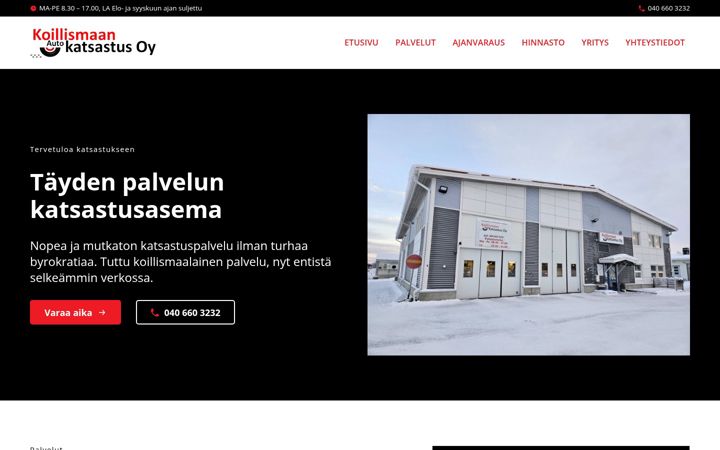 Screenshot of koillismaanautokatsastus.fi