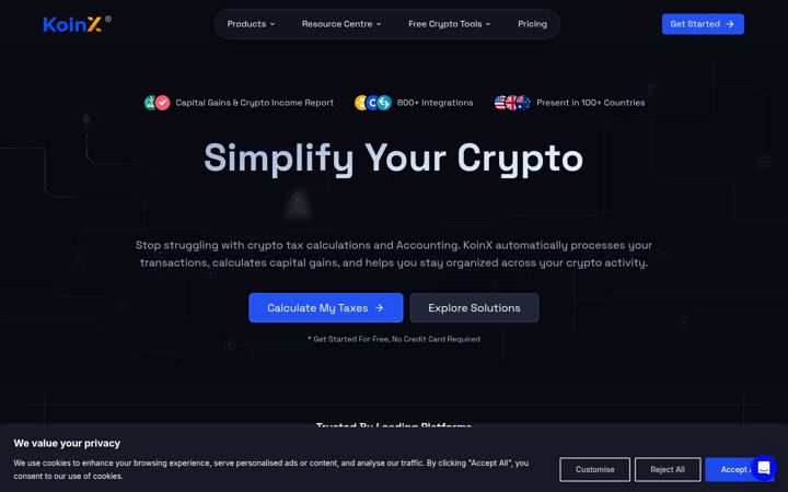 Screenshot of koinx.com
