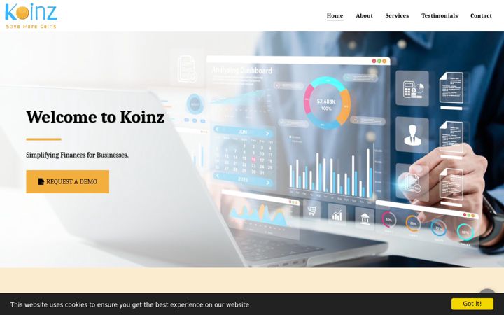 Screenshot of koinzpro.com