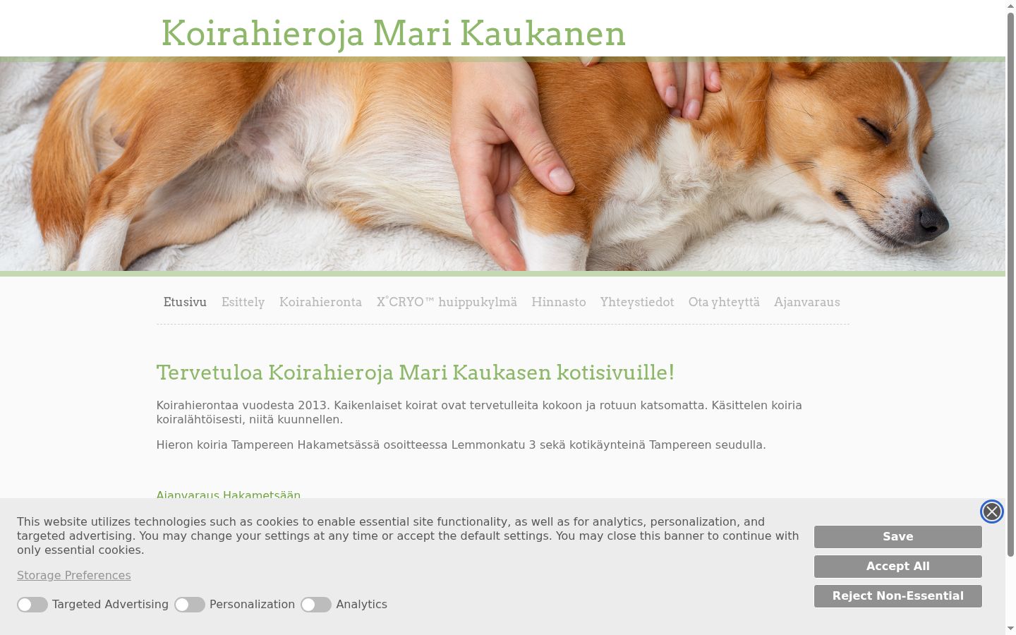 Screenshot del banner di consenso mostrato prima di qualsiasi interazione