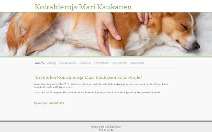 Screenshot of koirahierojamarikaukanen.com