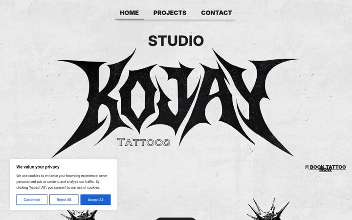 Screenshot of kojaytattoos.com