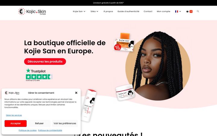 Screenshot of kojicskin-europe.com